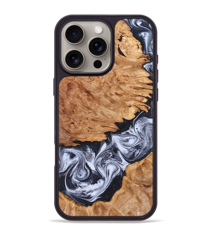 iPhone 16 Pro Max Wood Phone Case - Tom (Black & White, 826418)