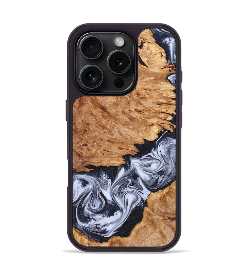 iPhone 16 Pro Wood Phone Case - Tom (Black & White, 826418)