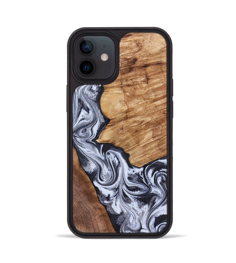iPhone 12 Wood Phone Case - Merry (Black & White, 826419)