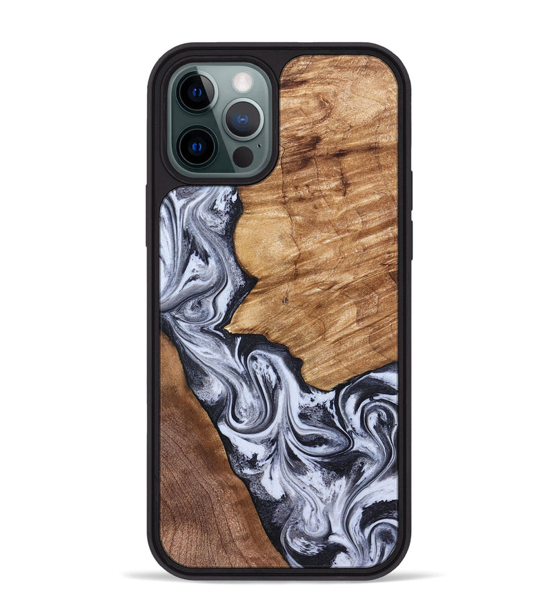 iPhone 12 Pro Max Wood Phone Case - Merry (Black & White, 826419)