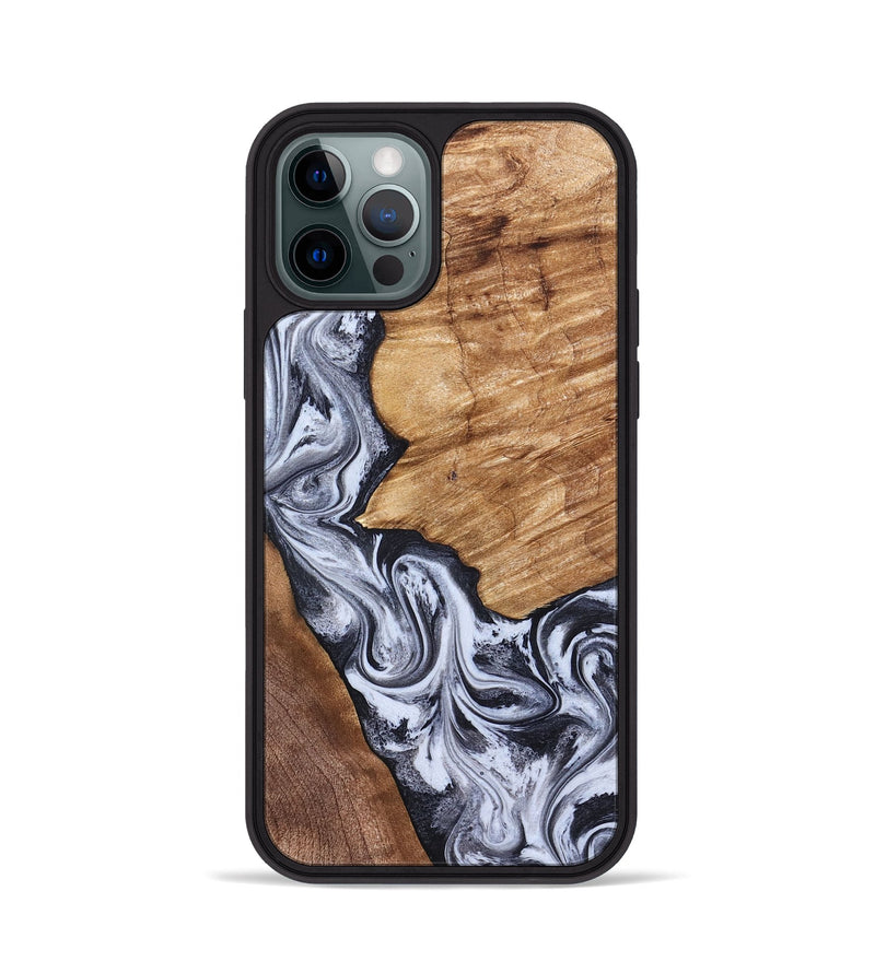 iPhone 12 Pro Wood Phone Case - Merry (Black & White, 826419)