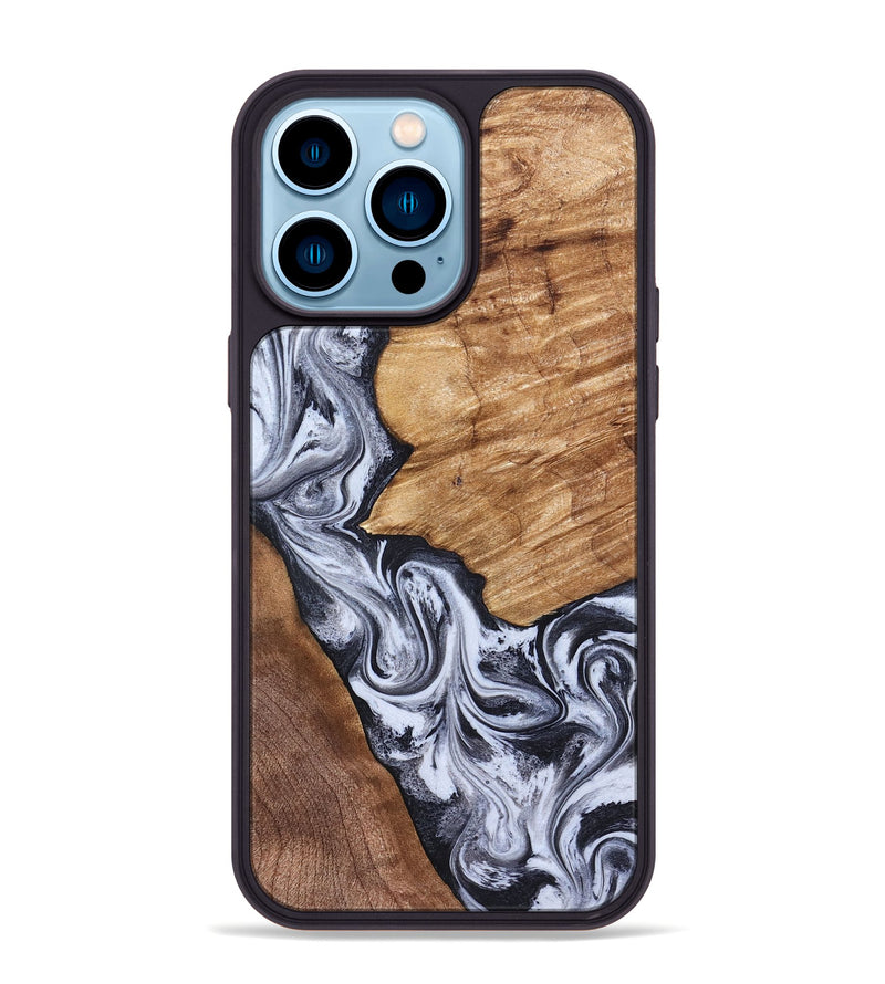iPhone 14 Pro Max Wood Phone Case - Merry (Black & White, 826419)