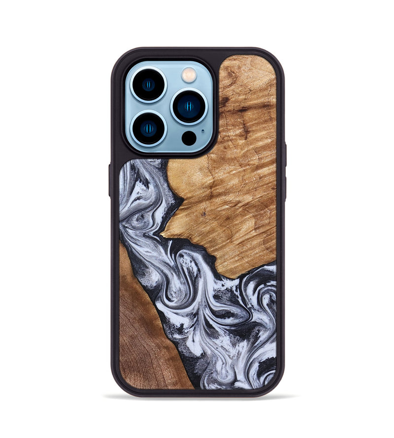 iPhone 14 Pro Wood Phone Case - Merry (Black & White, 826419)