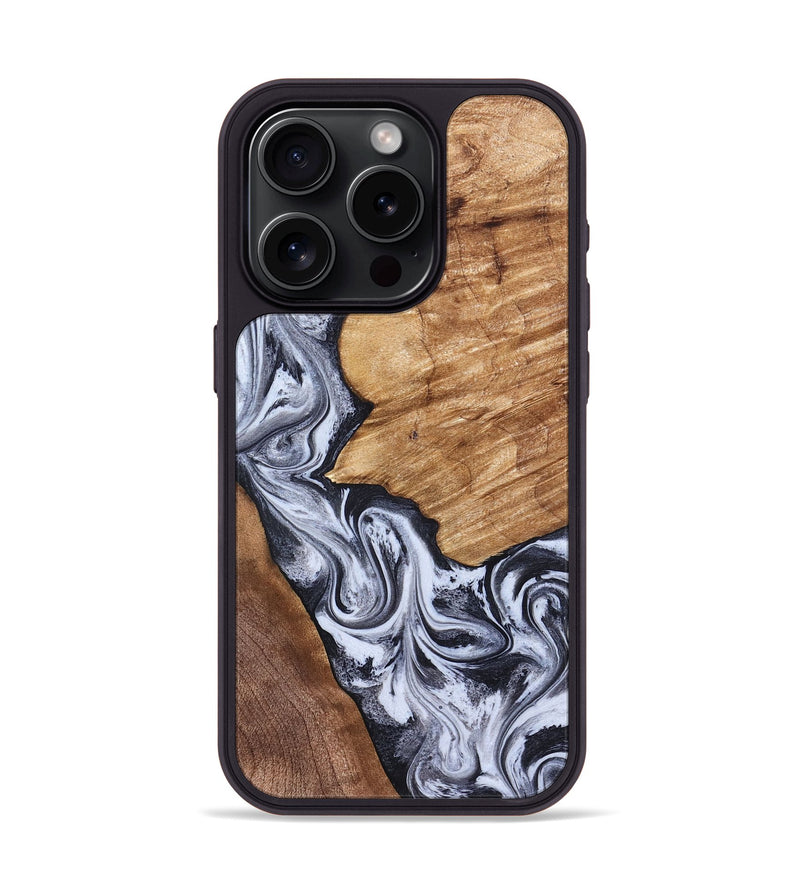 iPhone 15 Pro Wood Phone Case - Merry (Black & White, 826419)