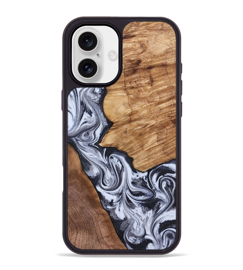 iPhone 16 Plus Wood Phone Case - Merry (Black & White, 826419)