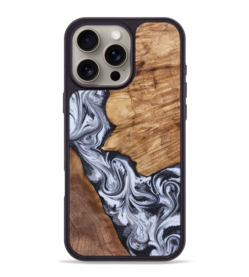 iPhone 16 Pro Max Wood Phone Case - Merry (Black & White, 826419)