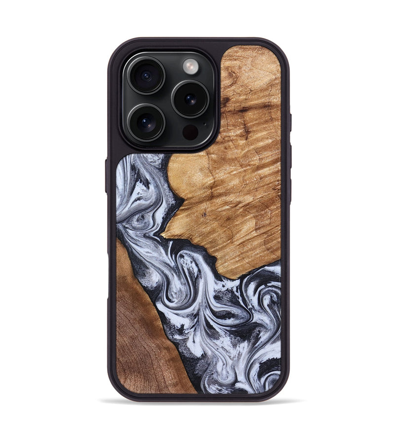 iPhone 16 Pro Wood Phone Case - Merry (Black & White, 826419)
