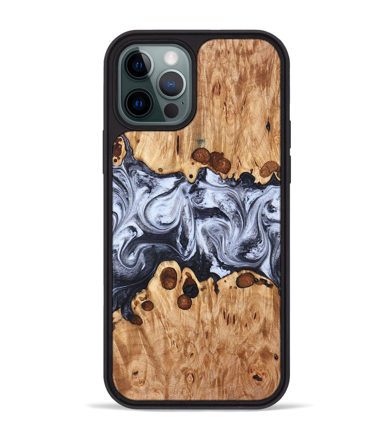 iPhone 12 Pro Max Wood Phone Case - Lafe (Black & White, 826421)