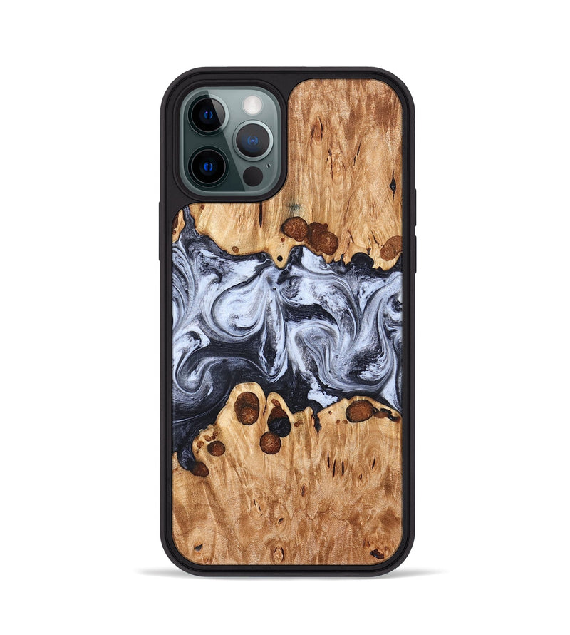 iPhone 12 Pro Wood Phone Case - Lafe (Black & White, 826421)