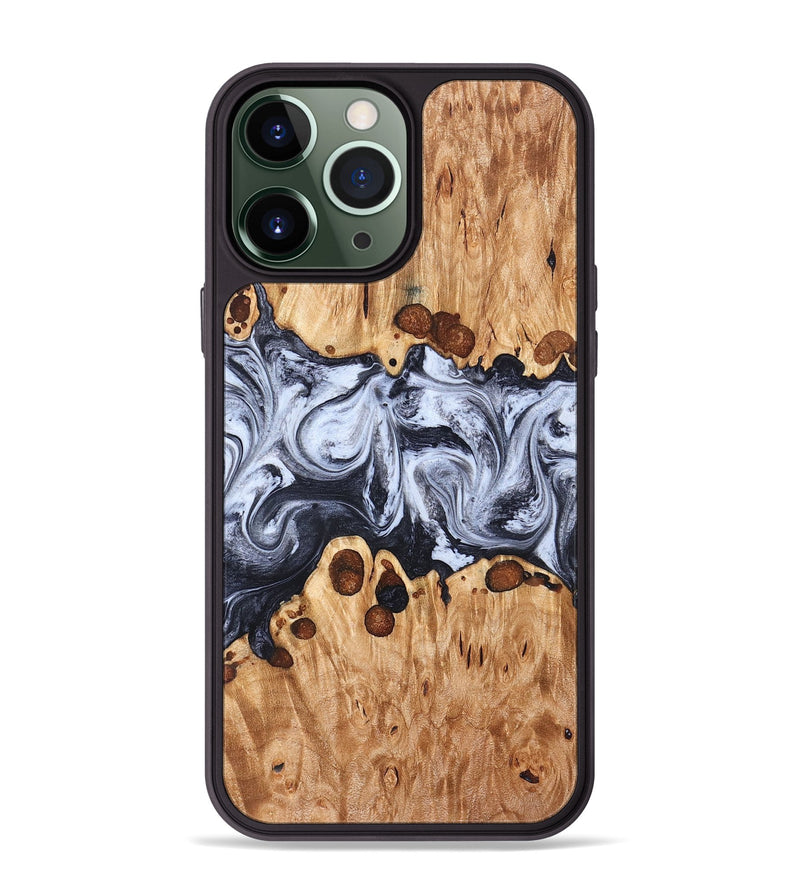 iPhone 13 Pro Max Wood Phone Case - Lafe (Black & White, 826421)