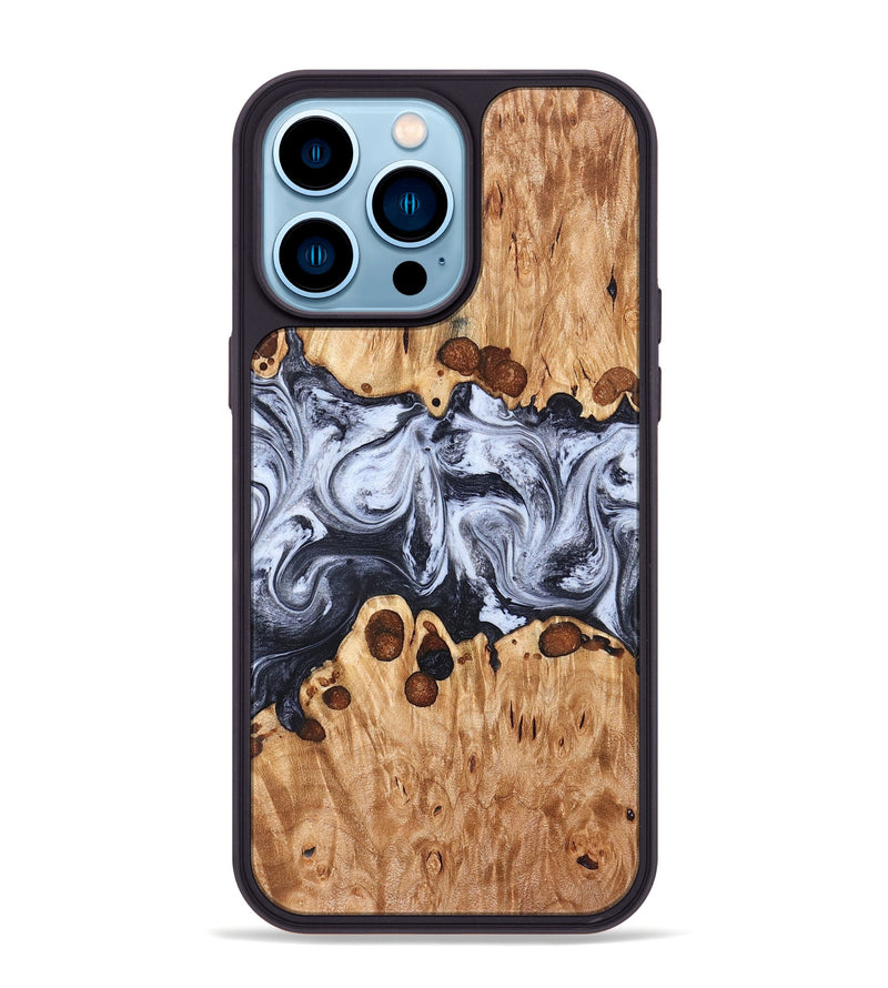 iPhone 14 Pro Max Wood Phone Case - Lafe (Black & White, 826421)