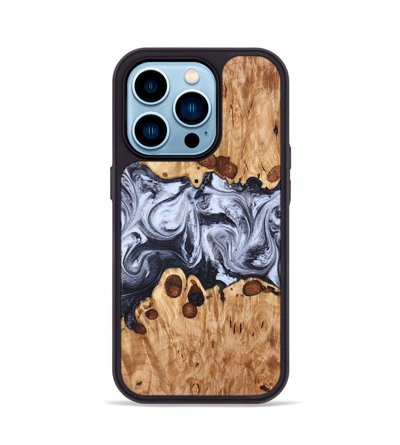 iPhone 14 Pro Wood Phone Case - Lafe (Black & White, 826421)