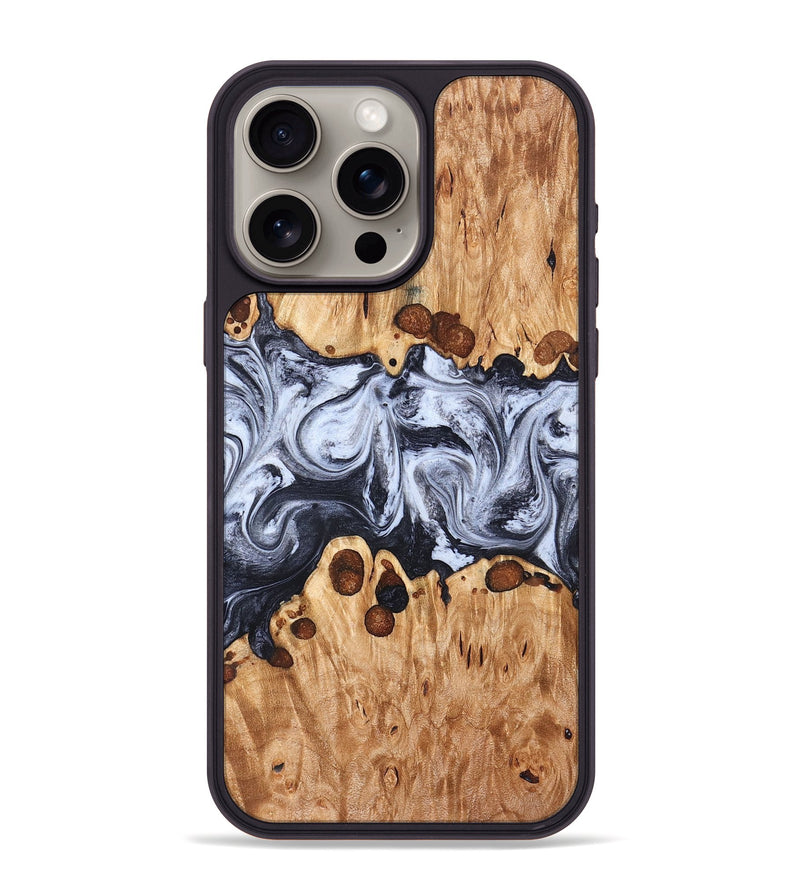 iPhone 15 Pro Max Wood Phone Case - Lafe (Black & White, 826421)