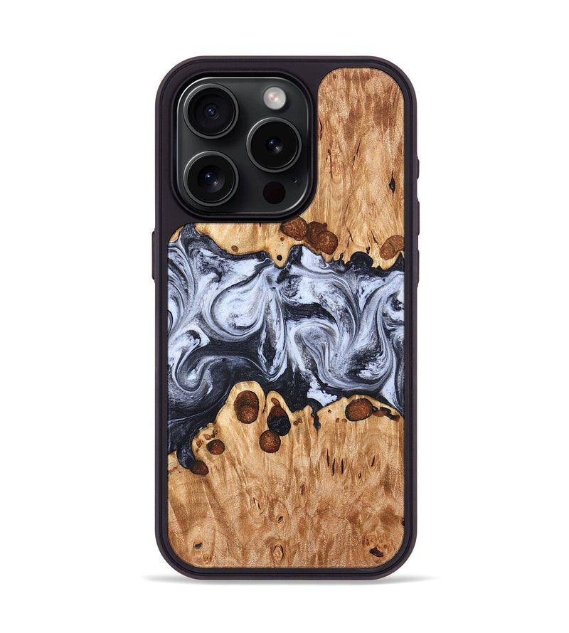 iPhone 15 Pro Wood Phone Case - Lafe (Black & White, 826421)