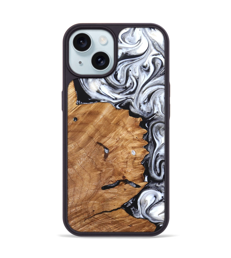 iPhone 15 Wood Phone Case - Keanu (Black & White, 826424)