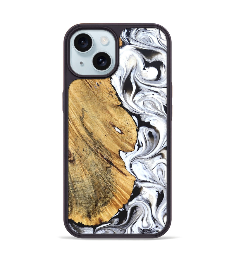 iPhone 15 Wood Phone Case - Madonna (Black & White, 826425)
