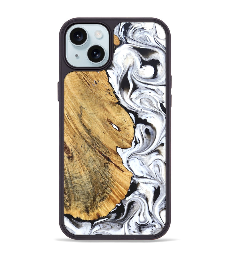 iPhone 15 Plus Wood Phone Case - Madonna (Black & White, 826425)