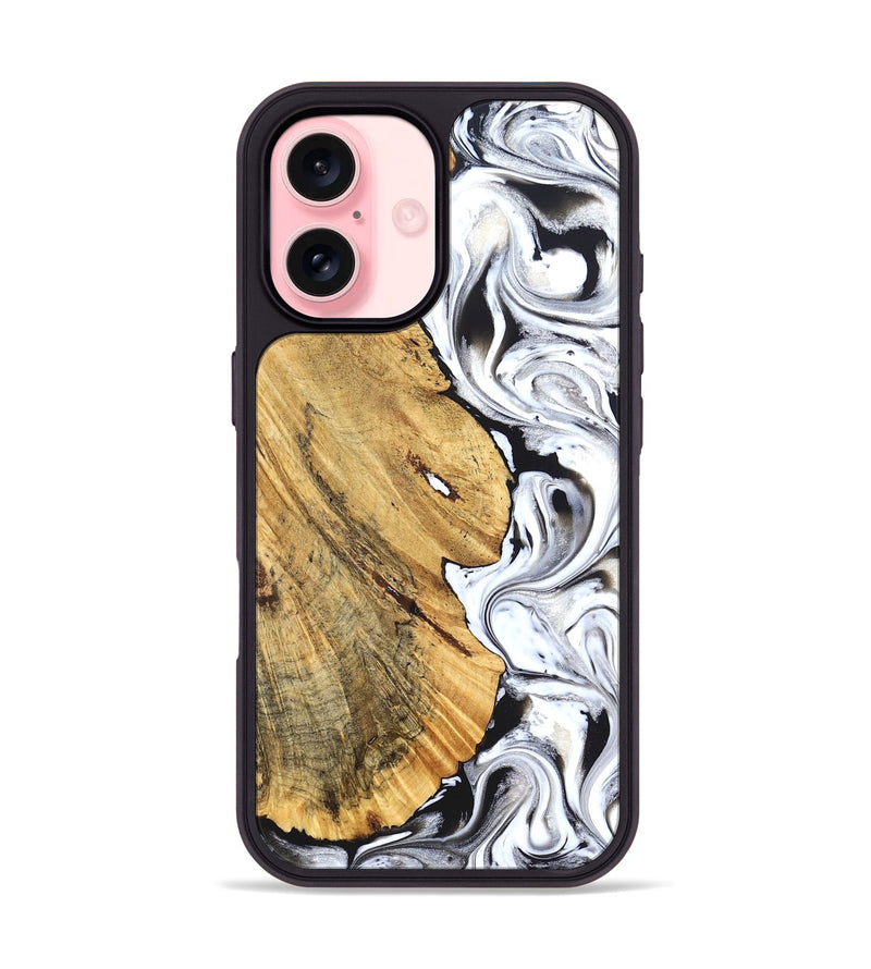 iPhone 16 Wood Phone Case - Madonna (Black & White, 826425)