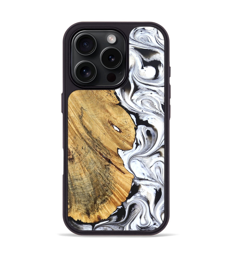 iPhone 16 Pro Wood Phone Case - Madonna (Black & White, 826425)