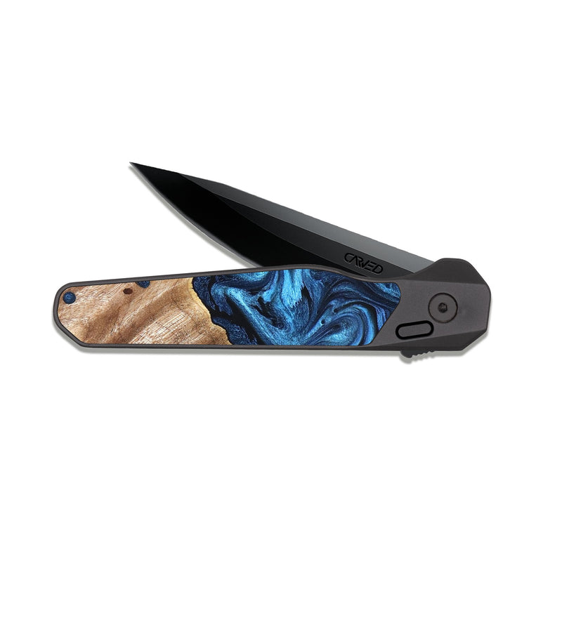 EDC Dark Slate Wood Pocket Knife - Davonte (Blue, 826427)