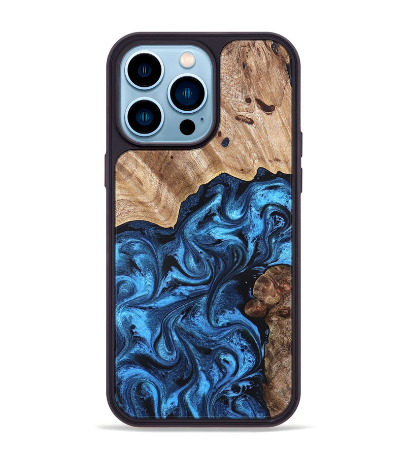 iPhone 14 Pro Max Wood Phone Case - Davonte (Blue, 826427)