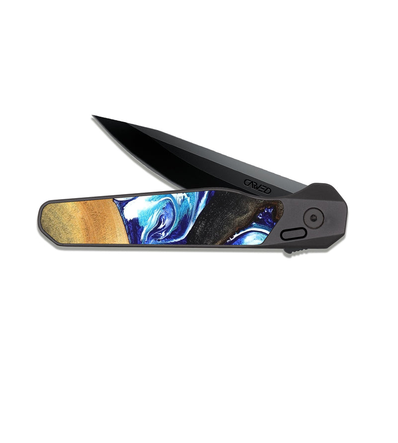 EDC Dark Slate Wood Pocket Knife - Heidy (Blue, 826428)