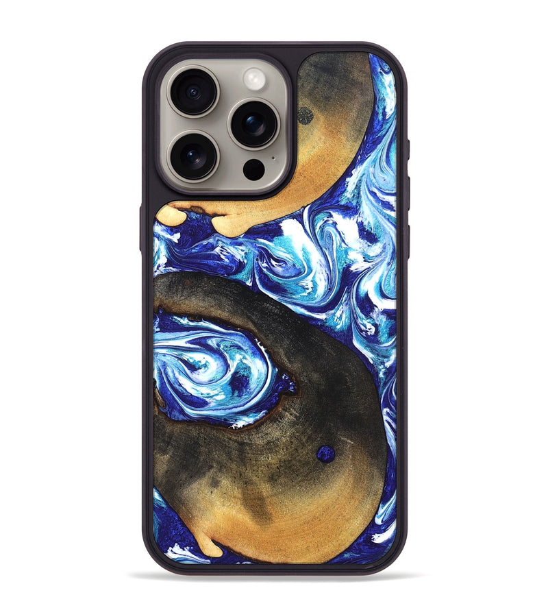 iPhone 15 Pro Max Wood Phone Case - Heidy (Blue, 826428)
