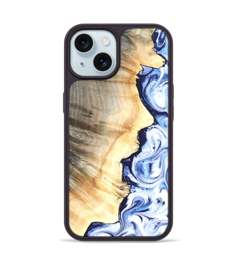 iPhone 15 Wood Phone Case - Clover (Blue, 826430)