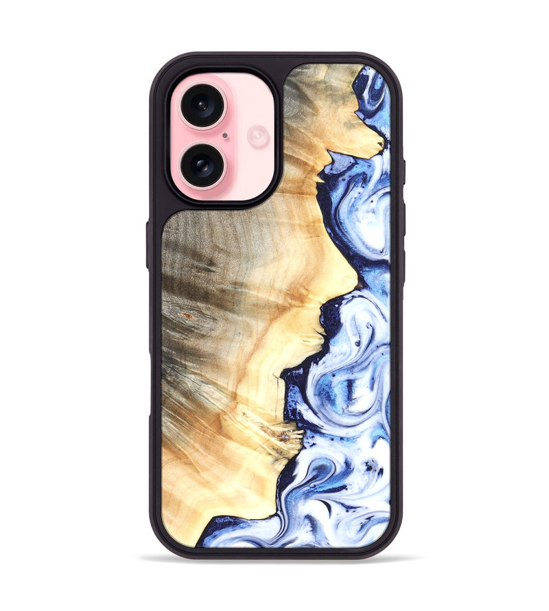 iPhone 16 Wood Phone Case - Clover (Blue, 826430)