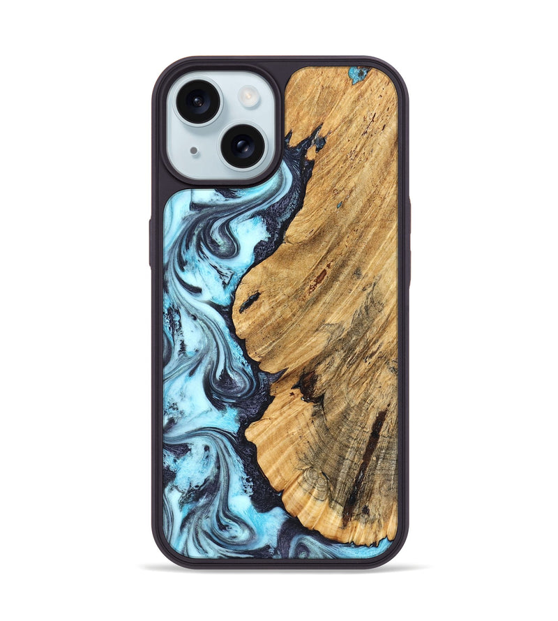 iPhone 15 Wood Phone Case - Vernie (Blue, 826449)