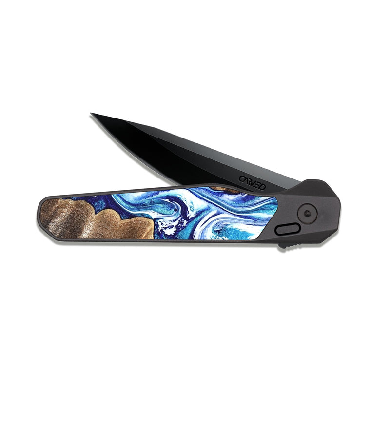 EDC Dark Slate Wood Pocket Knife - Idell (Blue, 826451)