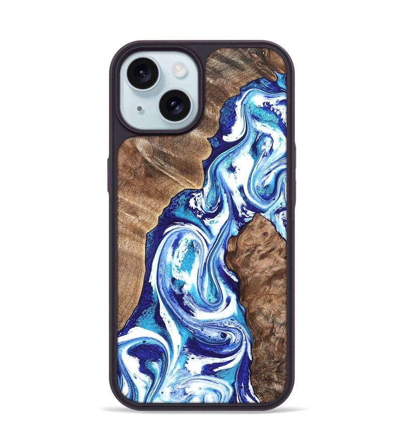 iPhone 15 Wood Phone Case - Idell (Blue, 826451)