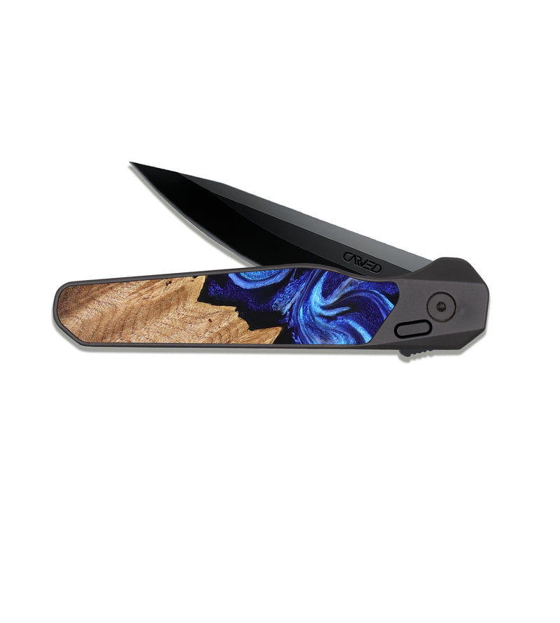 EDC Dark Slate Wood Pocket Knife - Izael (Blue, 826452)