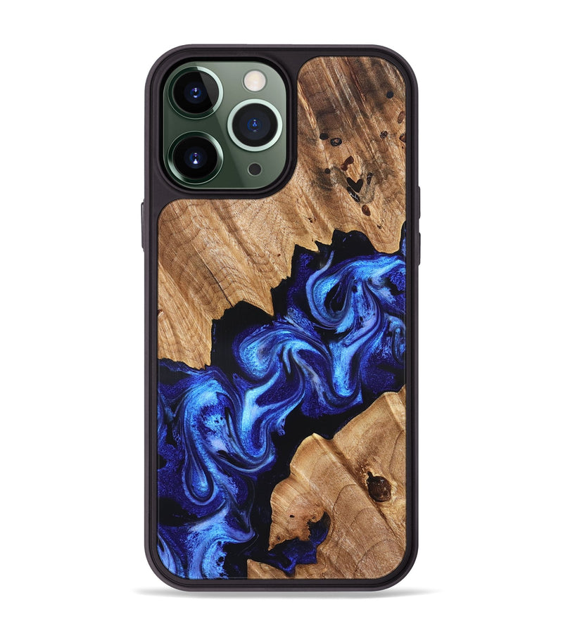 iPhone 13 Pro Max Wood Phone Case - Izael (Blue, 826452)
