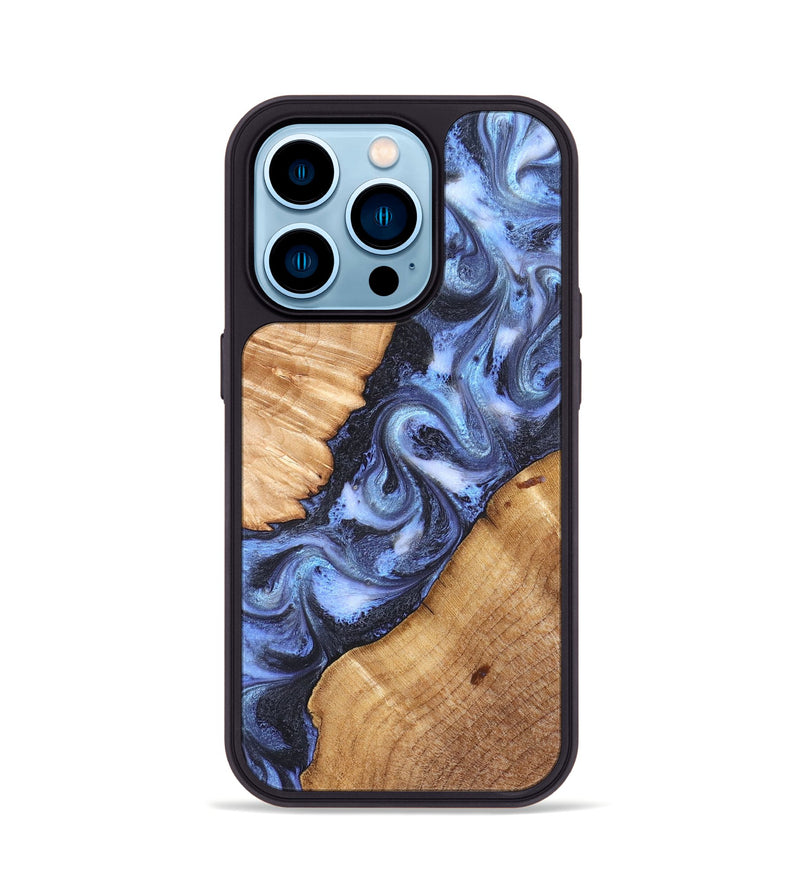 iPhone 14 Pro Wood Phone Case - Xyla (Blue, 826453)