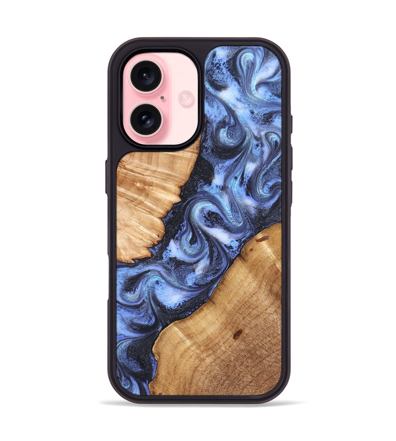 iPhone 16 Wood Phone Case - Xyla (Blue, 826453)