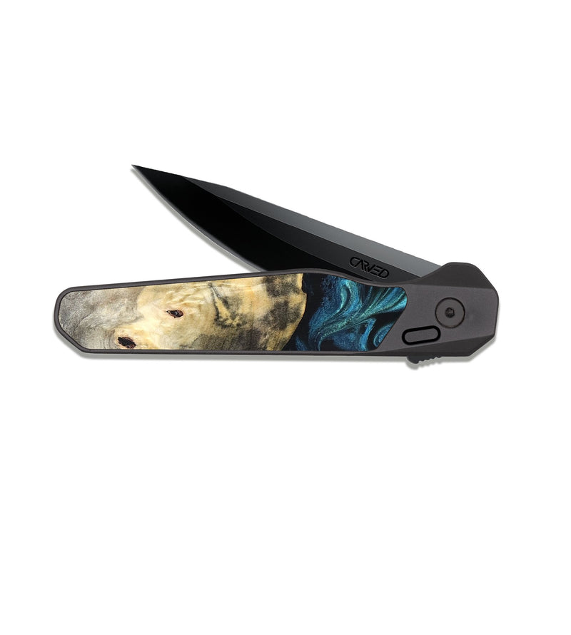 EDC Dark Slate Wood Pocket Knife - Mariann (Blue, 826458)