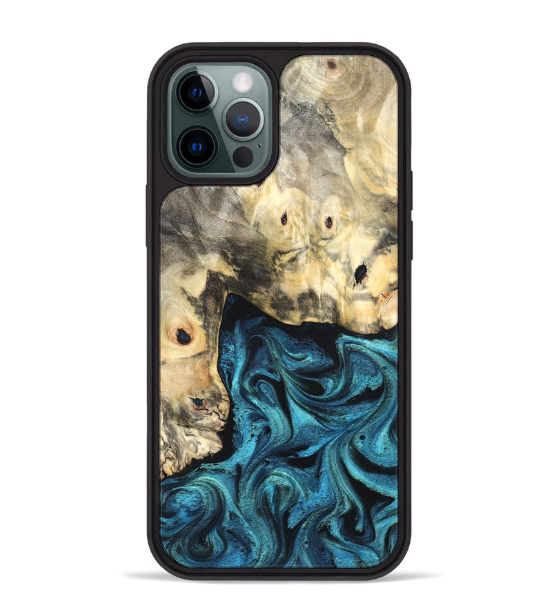 iPhone 12 Pro Max Wood Phone Case - Mariann (Blue, 826458)