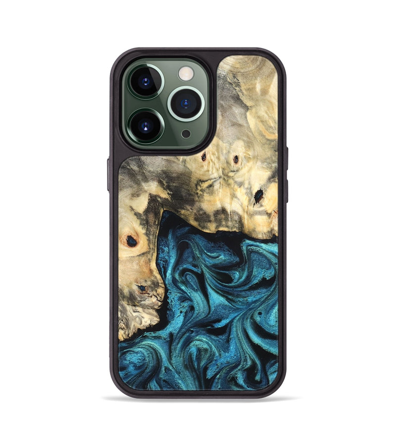 iPhone 13 Pro Wood Phone Case - Mariann (Blue, 826458)