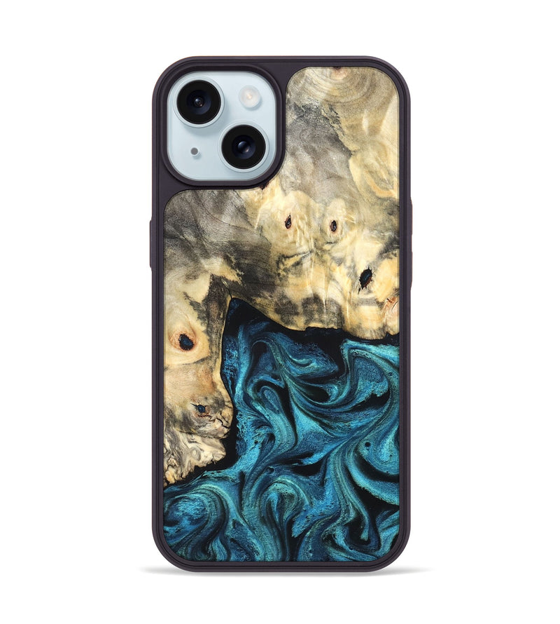 iPhone 15 Wood Phone Case - Mariann (Blue, 826458)
