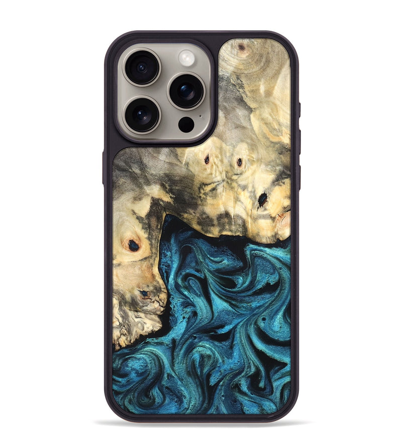 iPhone 15 Pro Max Wood Phone Case - Mariann (Blue, 826458)