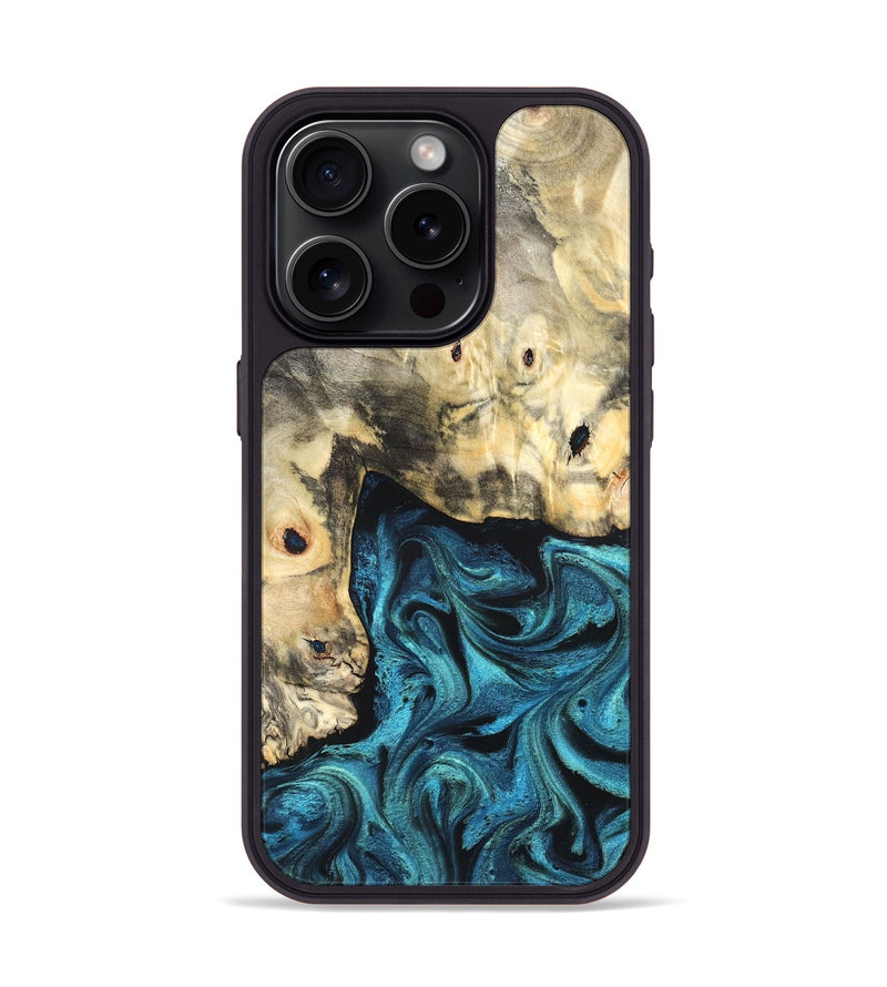 iPhone 15 Pro Wood Phone Case - Mariann (Blue, 826458)