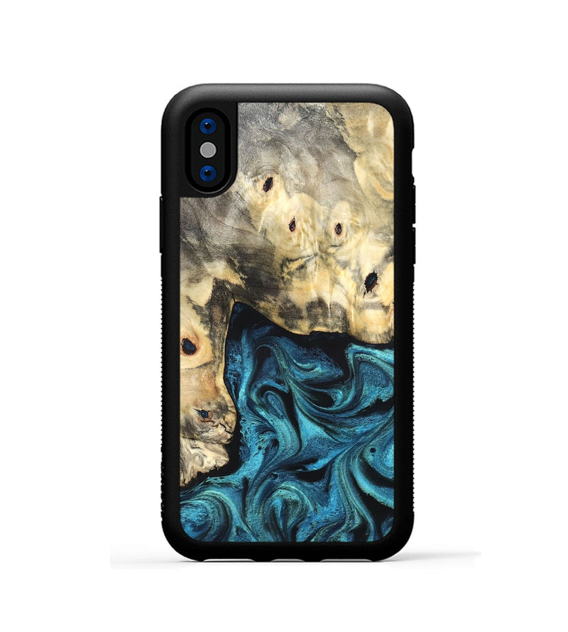 iPhone Xs Wood Phone Case - Mariann (Blue, 826458)