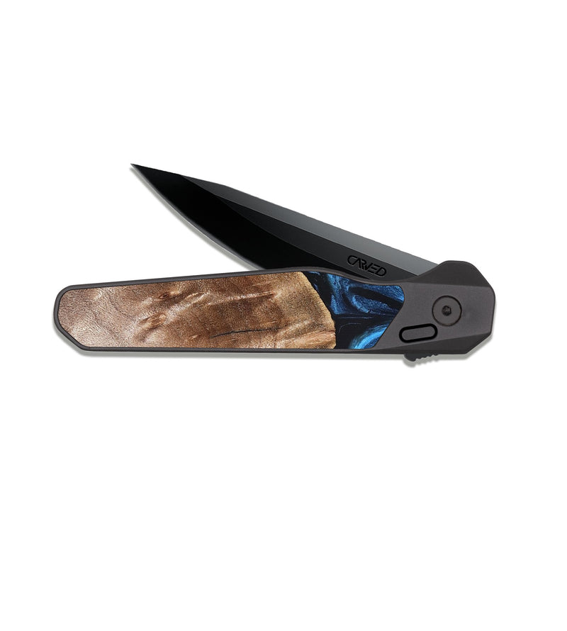 EDC Dark Slate Wood Pocket Knife - Janel (Blue, 826463)