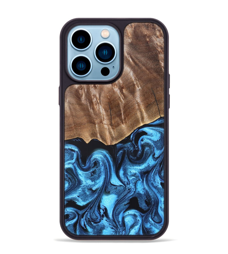 iPhone 14 Pro Max Wood Phone Case - Janel (Blue, 826463)