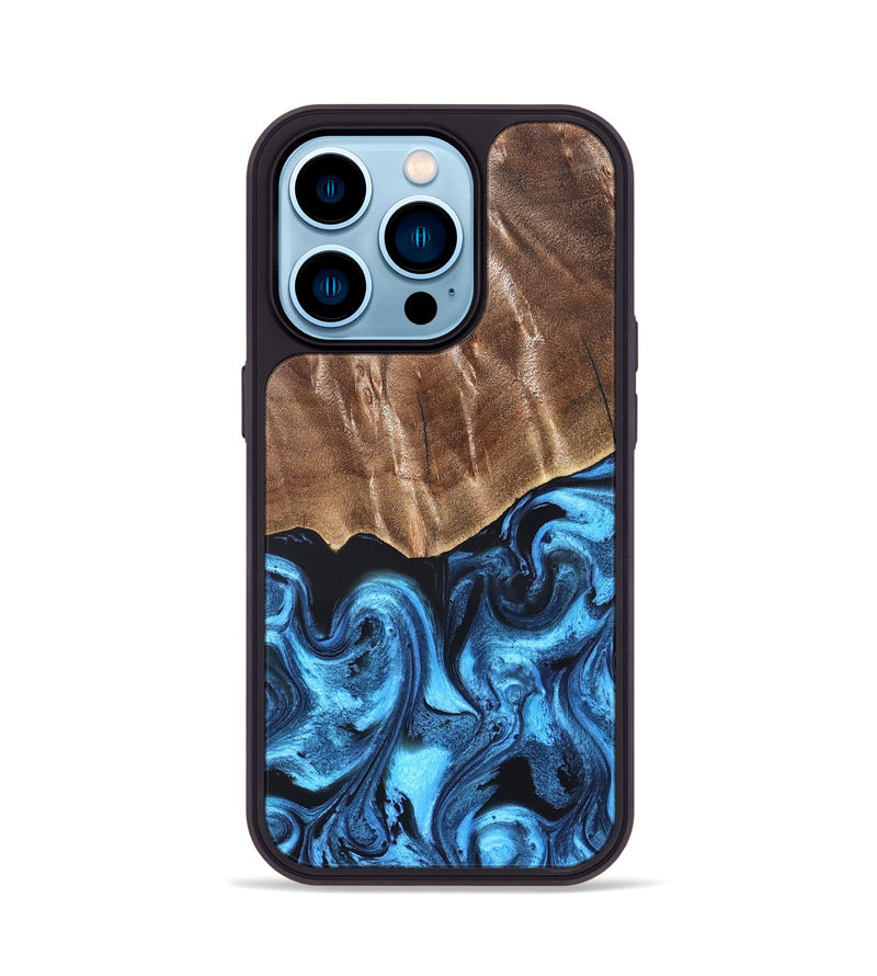 iPhone 14 Pro Wood Phone Case - Janel (Blue, 826463)