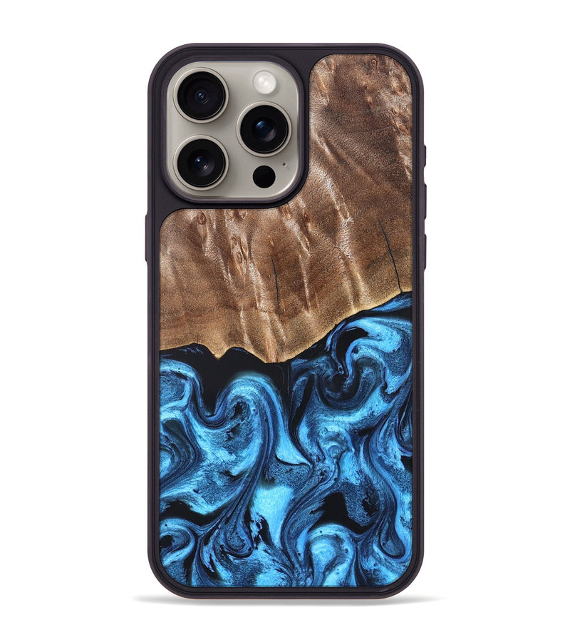 iPhone 15 Pro Max Wood Phone Case - Janel (Blue, 826463)