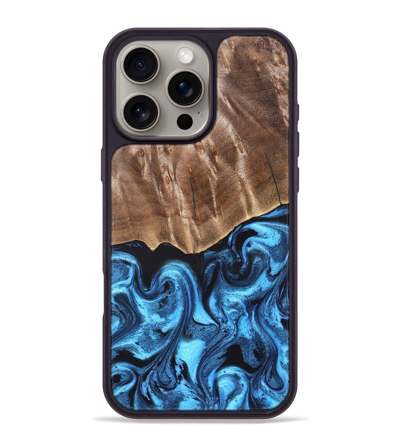 iPhone 16 Pro Max Wood Phone Case - Janel (Blue, 826463)