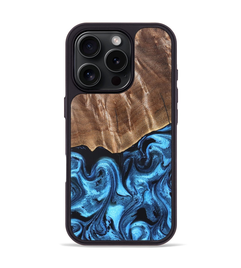 iPhone 16 Pro Wood Phone Case - Janel (Blue, 826463)