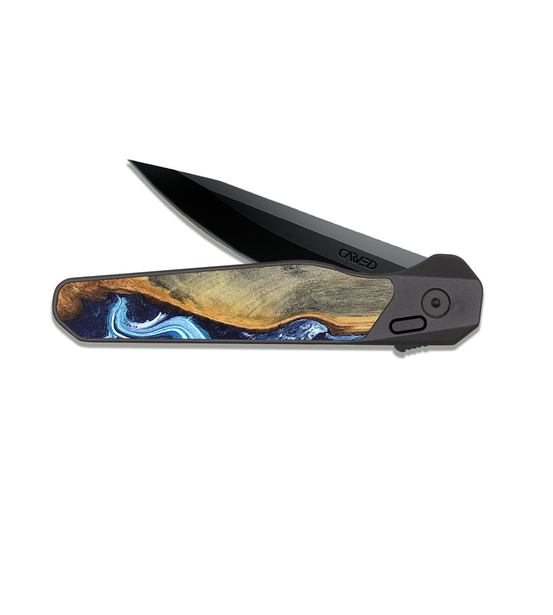 EDC Dark Slate Wood Pocket Knife - Letitia (Blue, 826465)